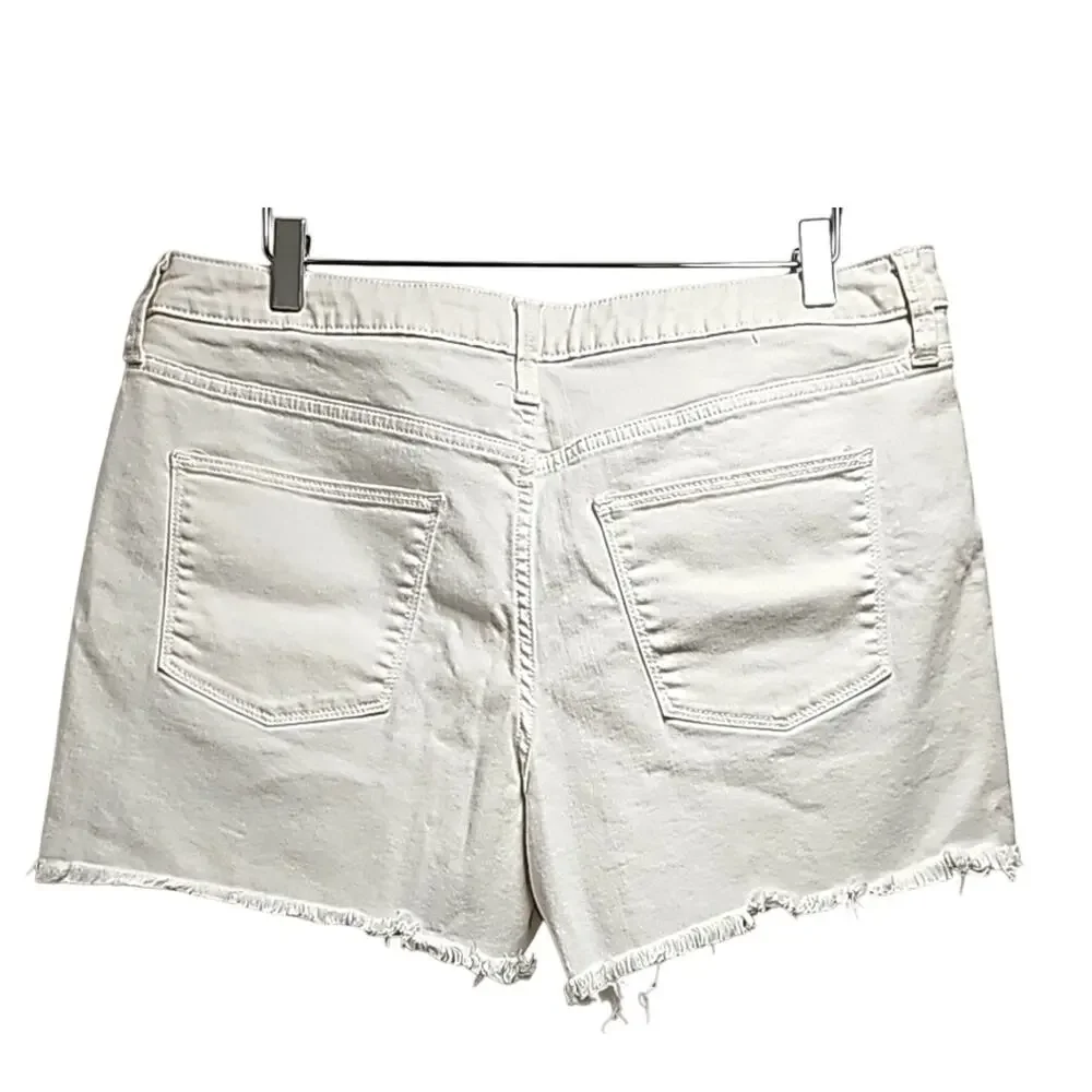 Universal Thread Womens White Cutoff Fringe 5 Pocket Zip & Button Shorts Size 14
